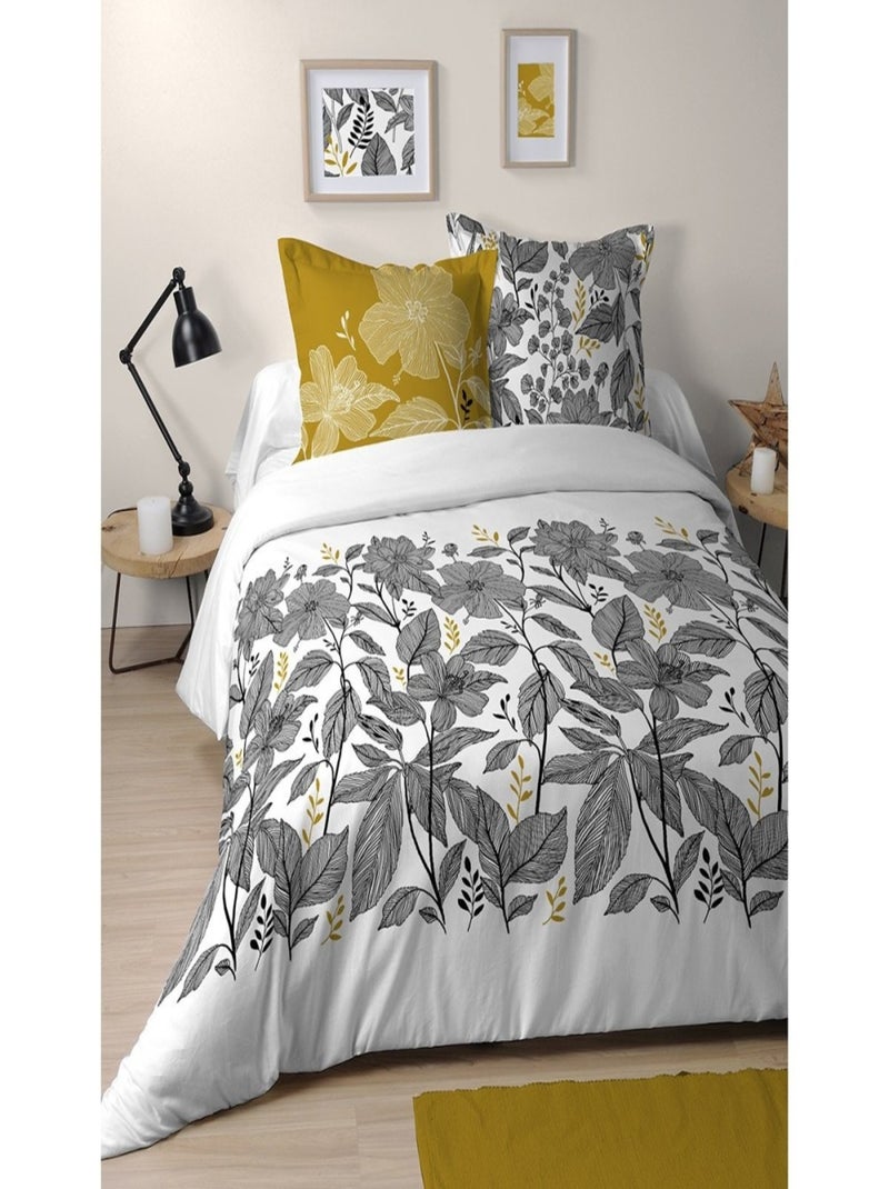Housse de couette  Sophitia moutarde + taie(s) coton Jaune - Kiabi