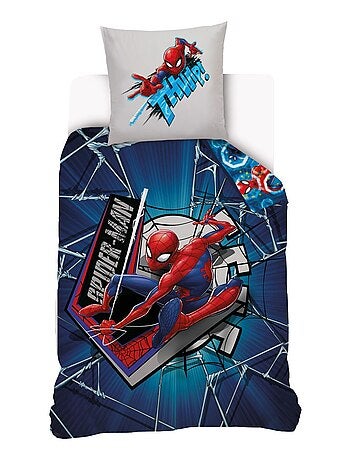 Housse de couette Spiderman Marvel 140x200 cm - 100% Coton - Bleu