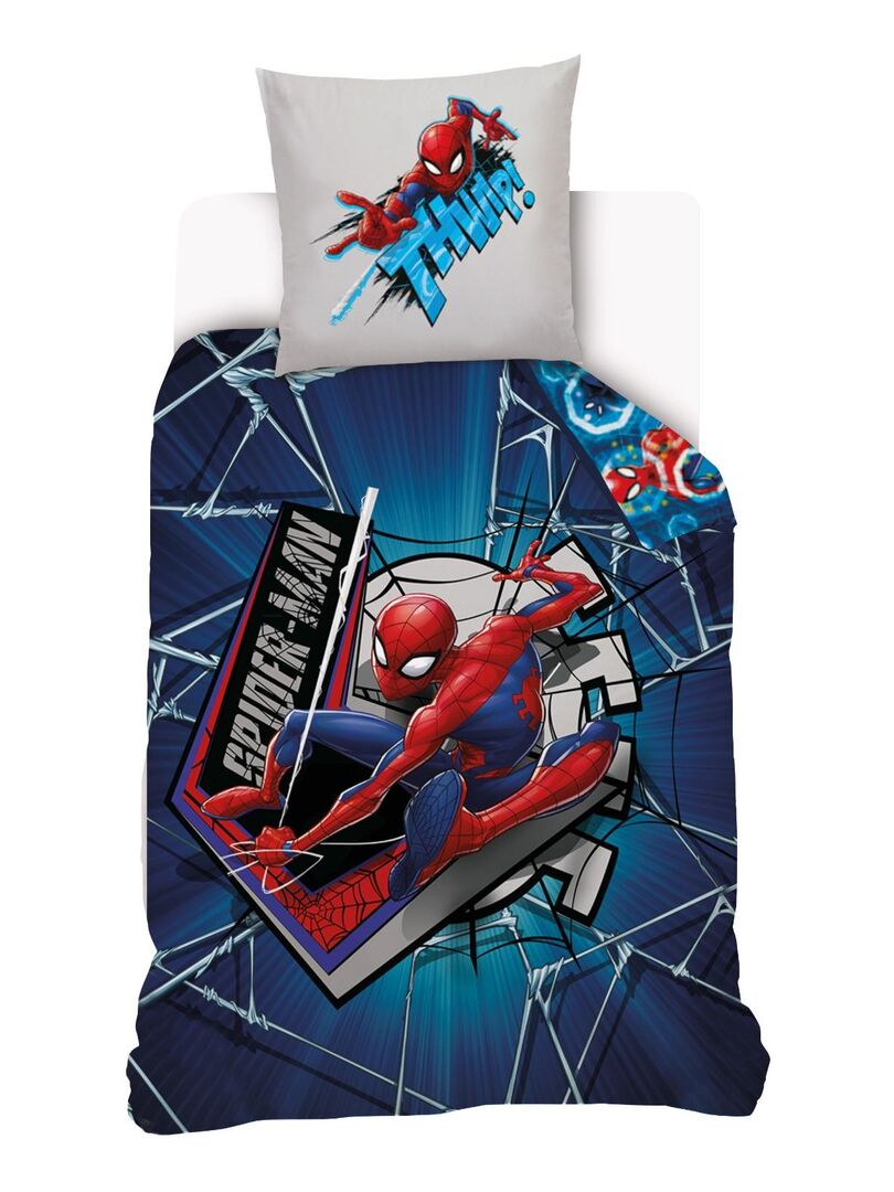 Housse de couette Spiderman Marvel 140x200 cm - 100% Coton - Bleu Bleu - Kiabi
