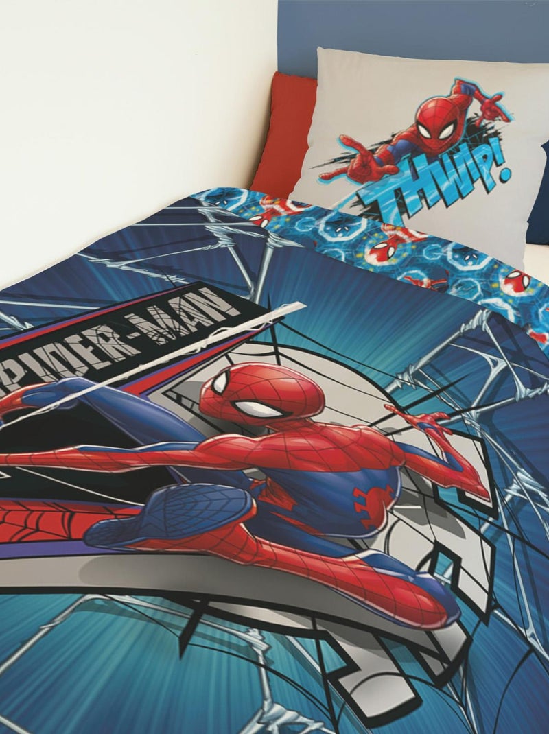 Housse de couette Spiderman Marvel 140x200 cm - 100% Coton - Bleu Bleu - Kiabi