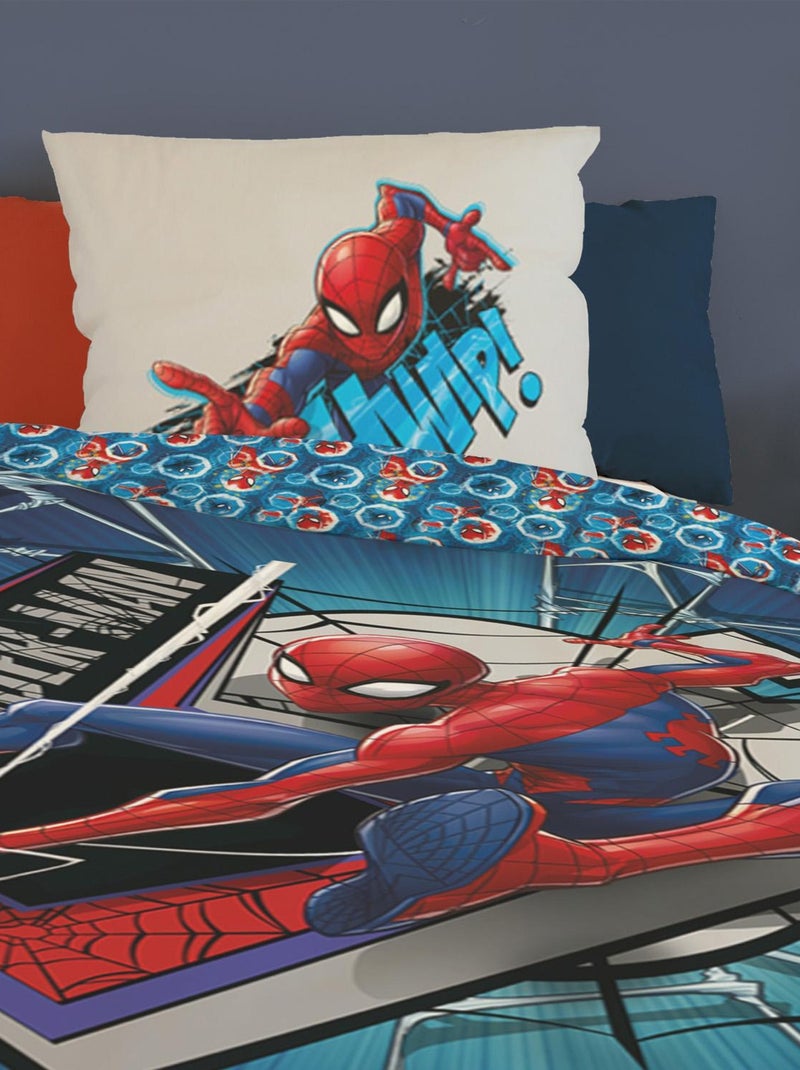 Housse de couette Spiderman Marvel 140x200 cm - 100% Coton - Bleu Bleu - Kiabi