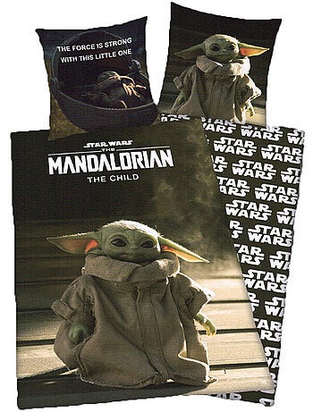 Housse de Couette Star Wars Yoda 140x200 cm + taie - Parure pour lit simple
