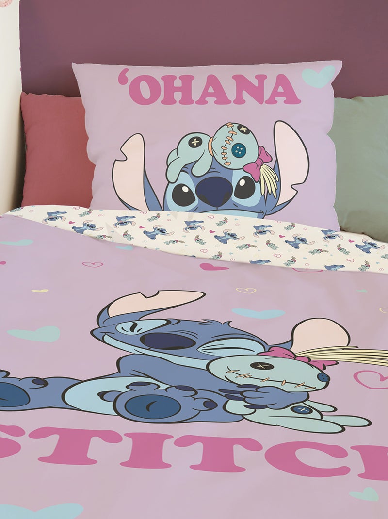 Housse de couette Stitch doudou Disney 140x200 cm - 100% Coton Popeline - Mauve Violet - Kiabi