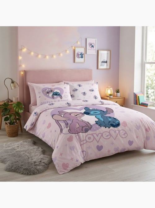 Housse de Couette Stitch et Angel Love Licence Officielle Disney 220x240cm + Taies 65x65cm - Kiabi