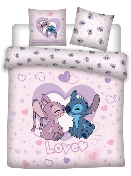 Housse de Couette Stitch et Angel Love Licence Officielle Disney 220x240cm + Taies 65x65cm - Kiabi