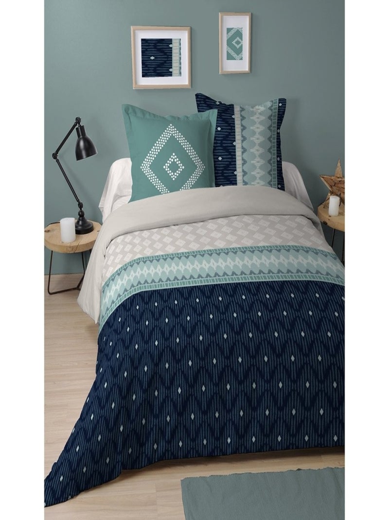 Housse de couette  Sully + taie(s) coton 57 fils Bleu - Kiabi