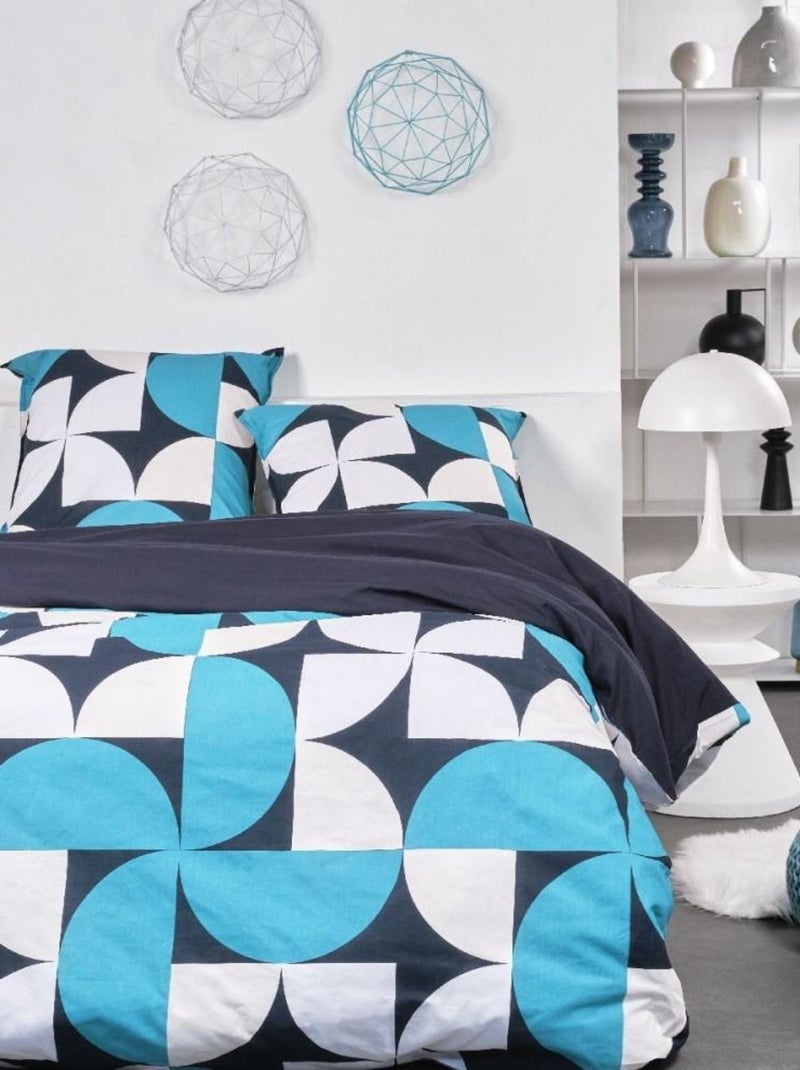 Housse de couette  Sunshine 11.16 + taie(s) 100% coton 57 fils Bleu - Kiabi