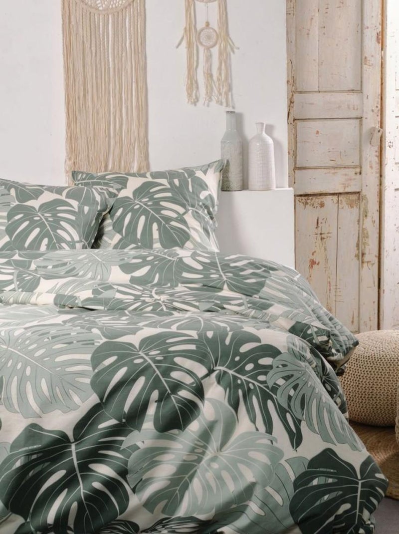 Housse de couette  Sunshine 13.29 + taie(s) 100% coton 57 fils Vert - Kiabi