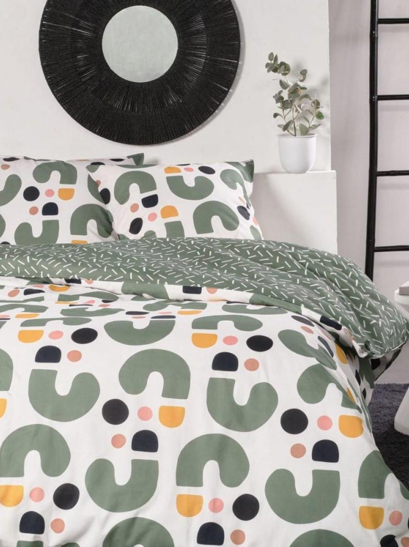 Housse de couette  Sunshine 13.48 + taie(s) 100% coton 57 fils Vert - Kiabi