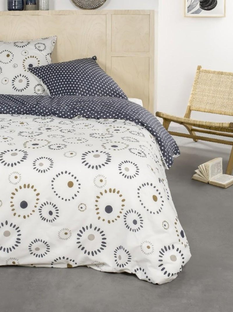 Housse de couette  Sunshine Calenzana + taie(s) 100% coton 57 fils Blanc - Kiabi