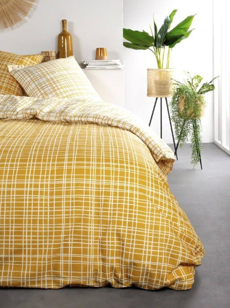 Housse de couette  Sunshine Esinlord + taie(s) 100% coton 57 fils Jaune - Kiabi