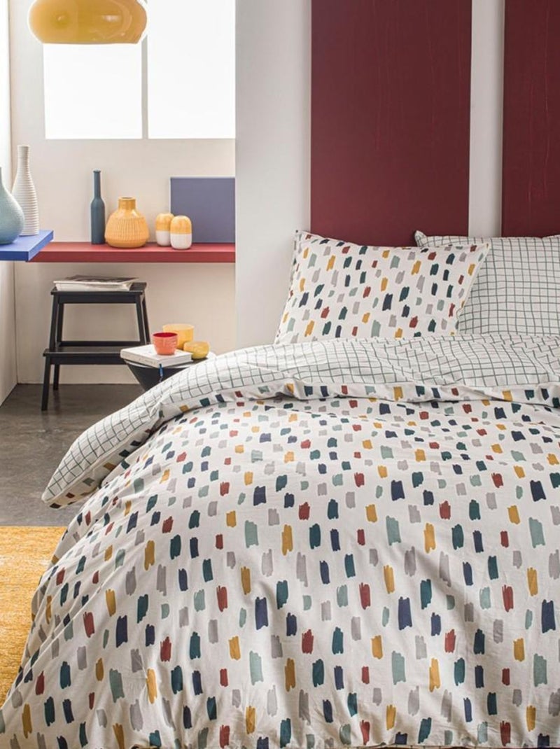 Housse de couette  Sunshine Hanko + taie(s) 100% coton 57 fils Blanc - Kiabi