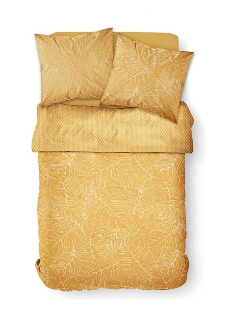 Housse de couette  Sunshine Iwaki + taie(s) 100% coton 57 fils Jaune - Kiabi