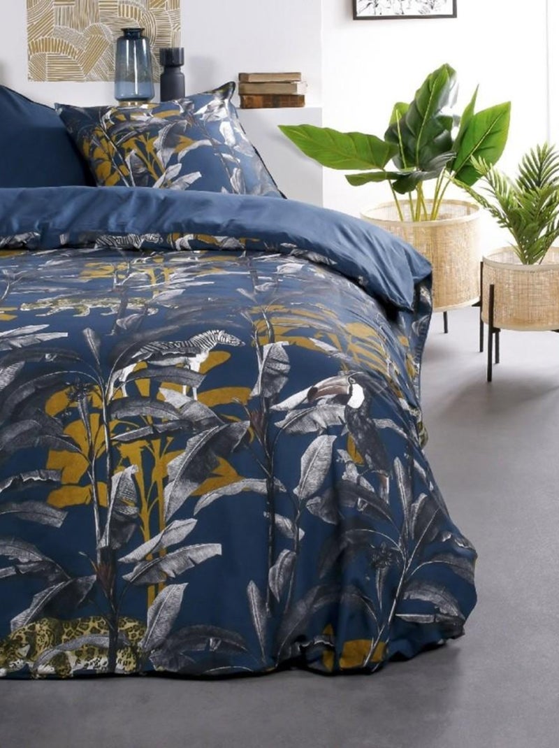 Housse de couette  Sunshine Izena + taie(s) 100% coton 57 fils Bleu - Kiabi