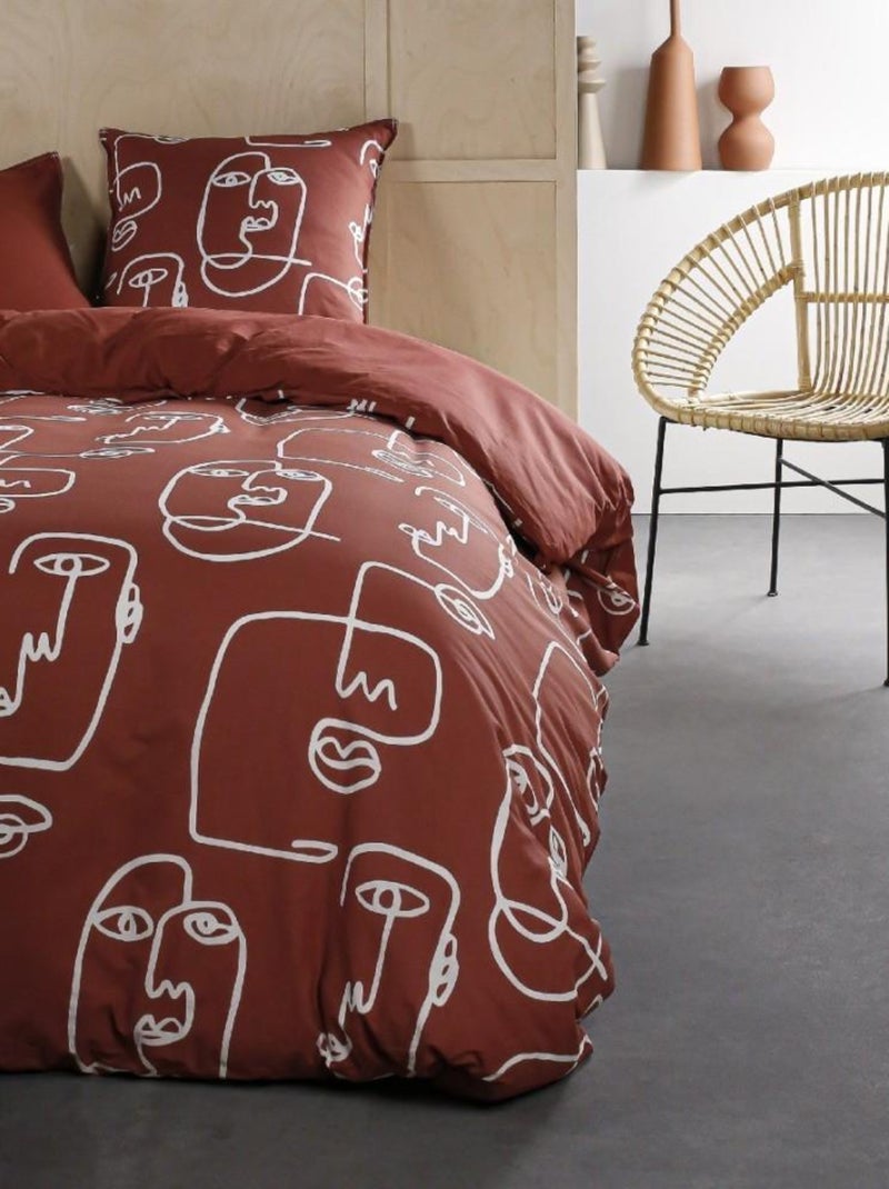 Housse de couette  Sunshine Mardur + taie(s) 100% coton 57 fils Rouge - Kiabi