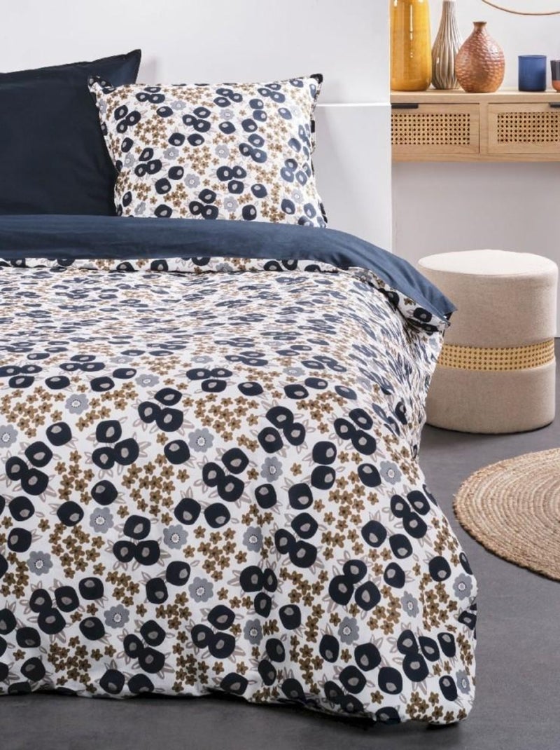 Housse de couette  Sunshine Millefiori + taie(s) 100% coton 57 fils Bleu - Kiabi