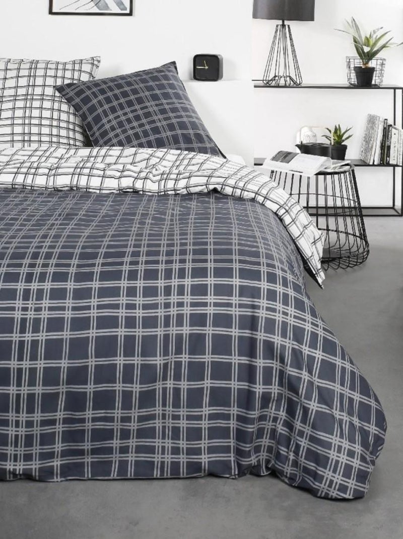Housse de couette  Sunshine Niolo + taie(s) 100% coton 57 fils Gris - Kiabi
