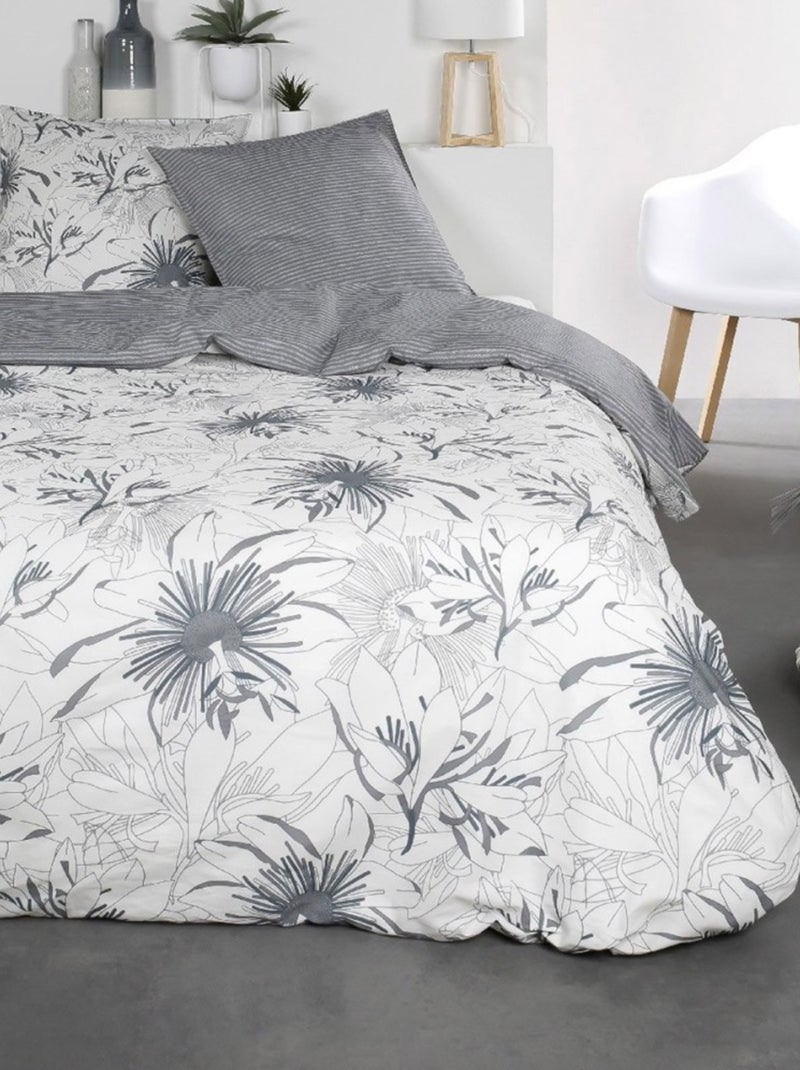 Housse de couette  Sunshine Orba + taie(s) 100% coton 57 fils Gris - Kiabi