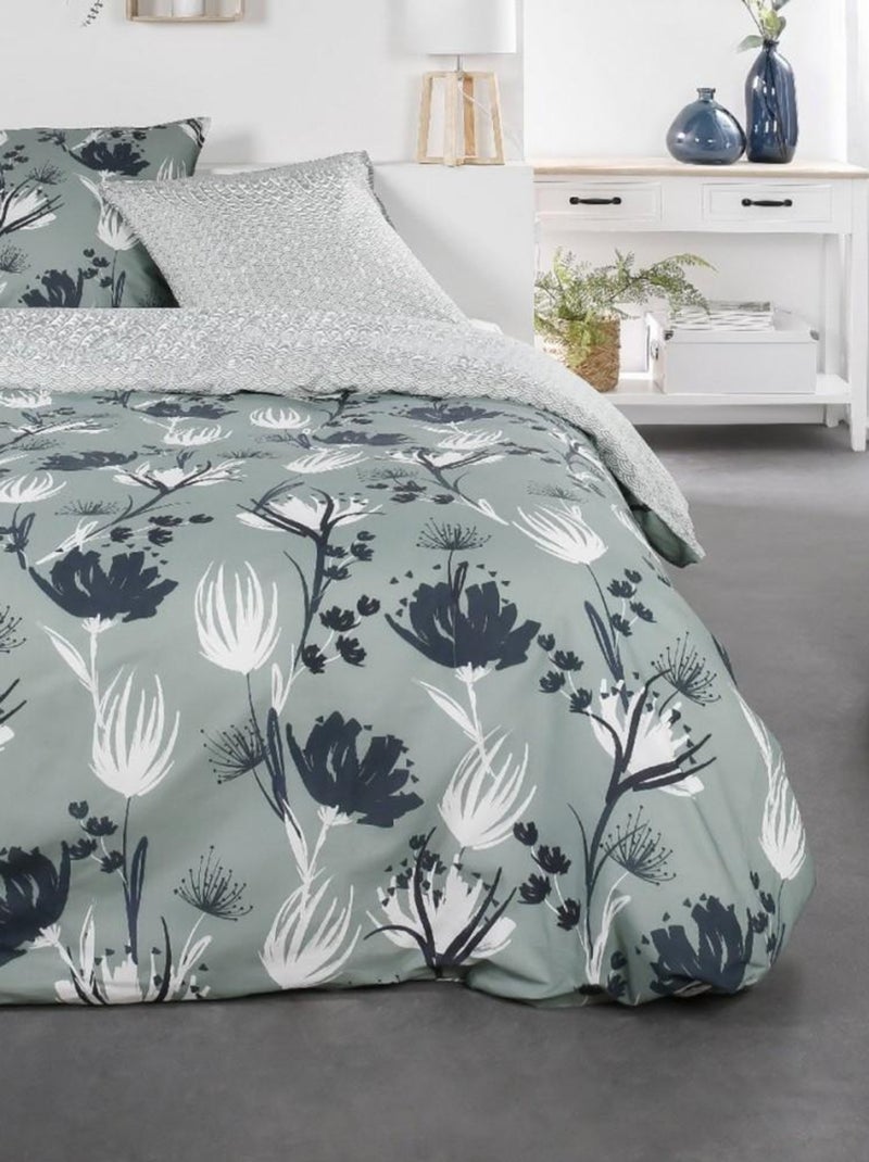 Housse de couette  Sunshine Oro + taie(s) 100% coton 57 fils Vert - Kiabi
