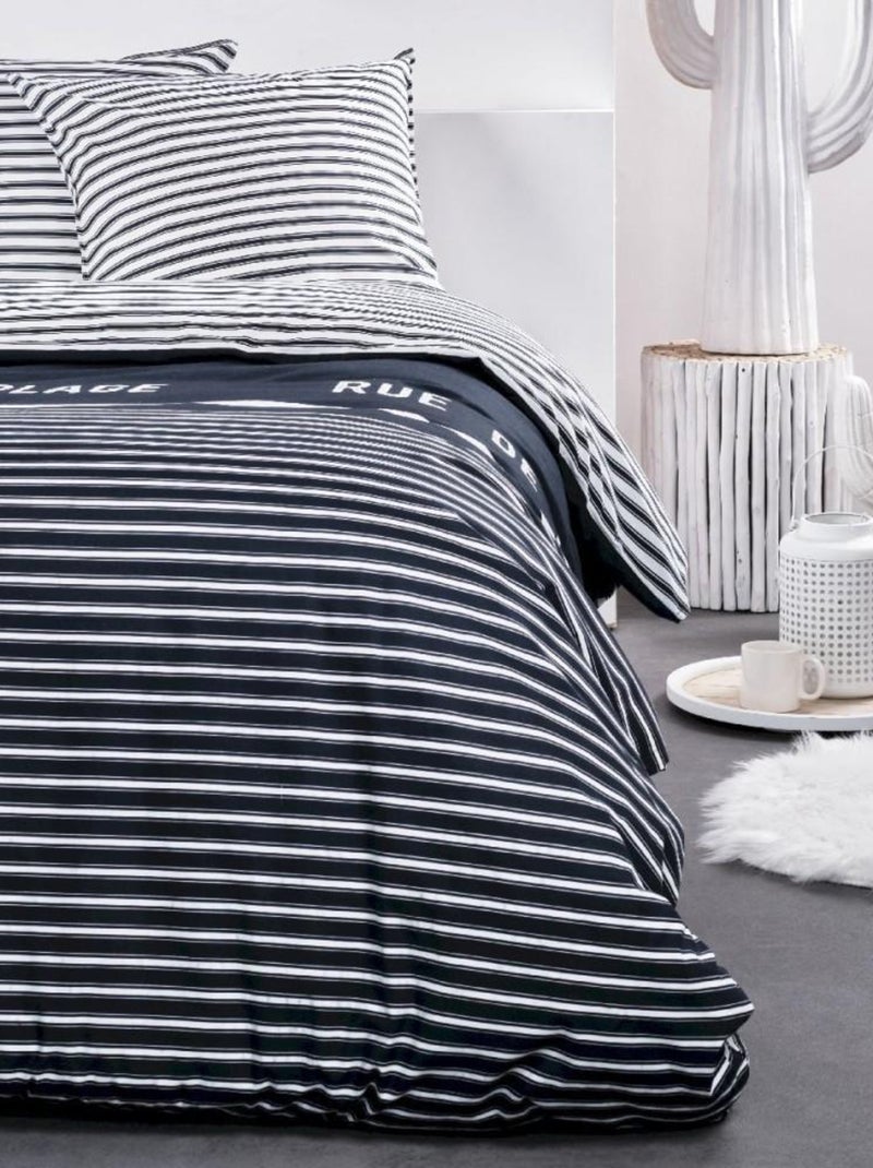 Housse de couette  Sunshine Plage + taie(s) 100% coton 57 fils Bleu - Kiabi