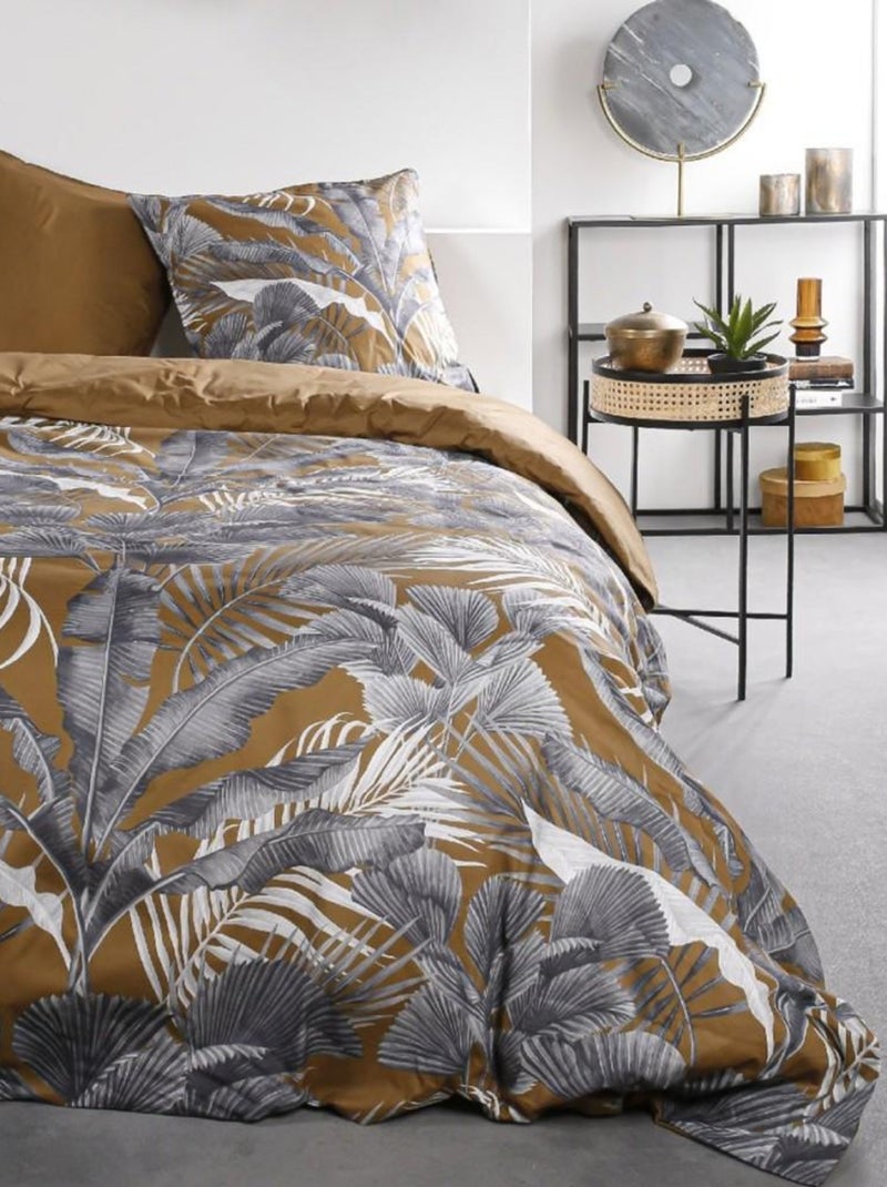 Housse de couette  Sunshine Satsunan + taie(s) 100% coton 57 fils Marron - Kiabi
