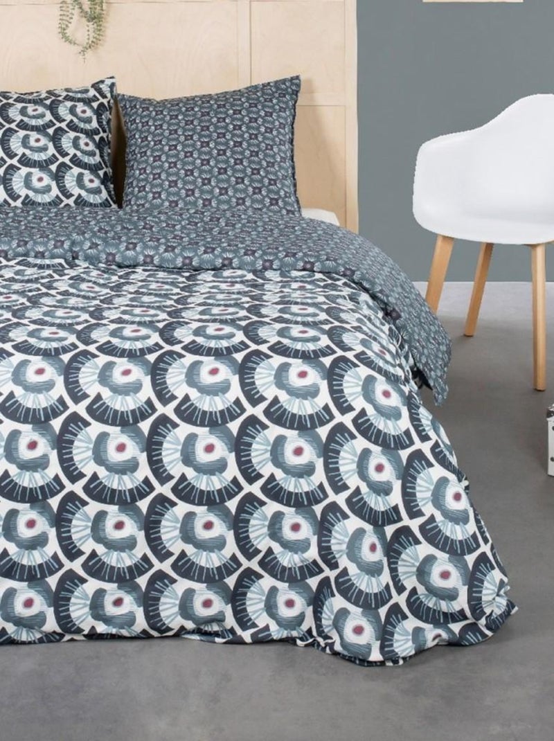 Housse de couette  Sunshine Soglia + taie(s) 100% coton 57 fils Bleu - Kiabi