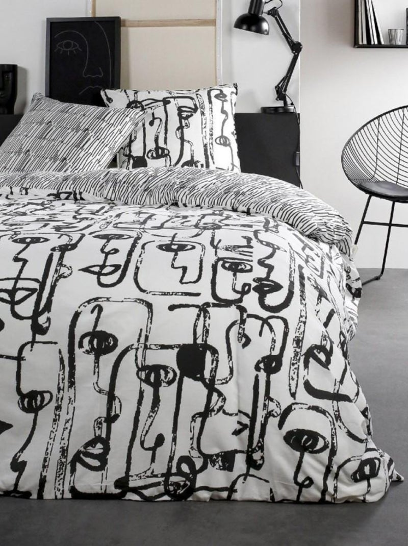 Housse de couette  Sunshine Takara + taie(s) 100% coton 57 fils Blanc - Kiabi