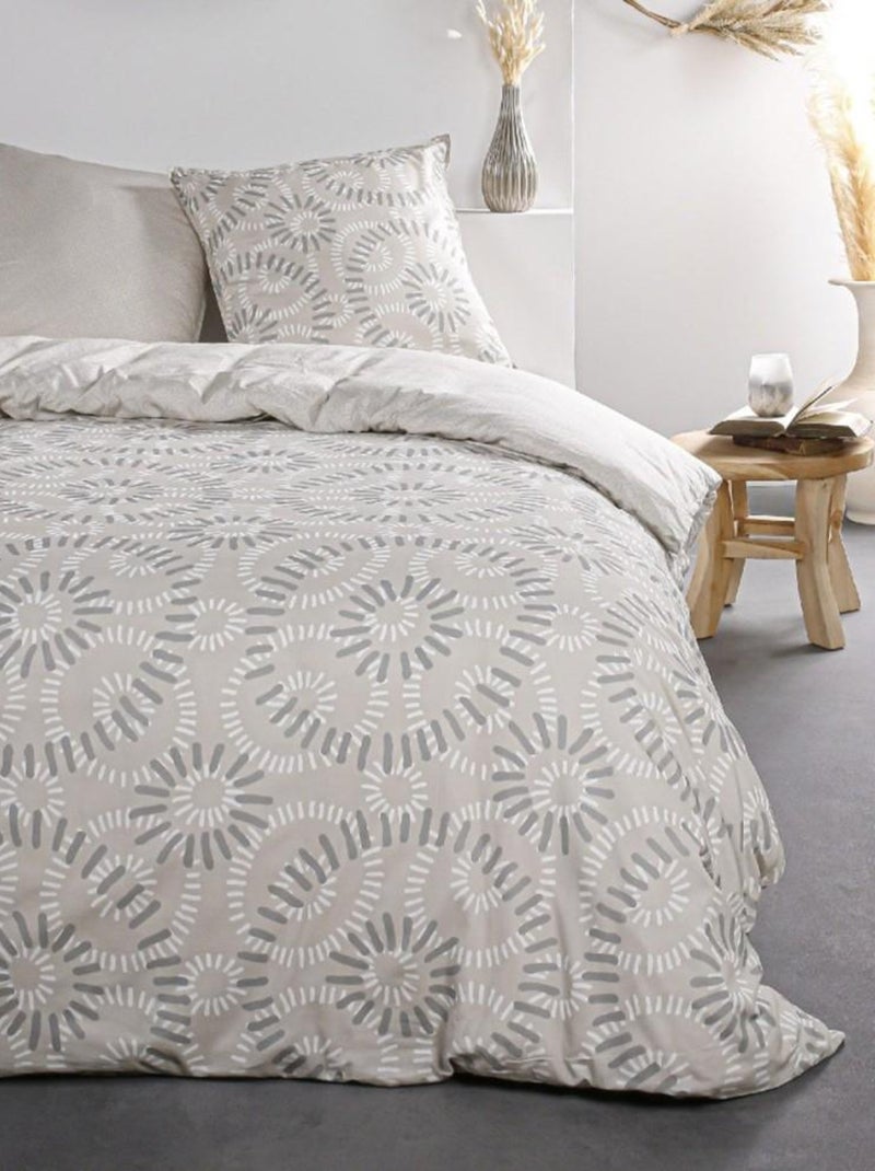 Housse de couette  Sunshine Tanega + taie(s) 100% coton 57 fils Beige - Kiabi