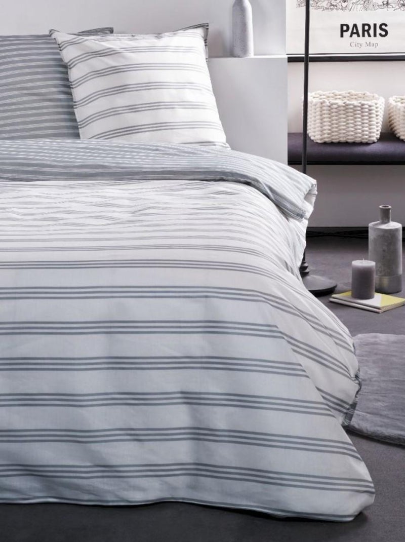 Housse de couette  Sunshine Triline + taie(s) 100% coton 57 fils Blanc - Kiabi