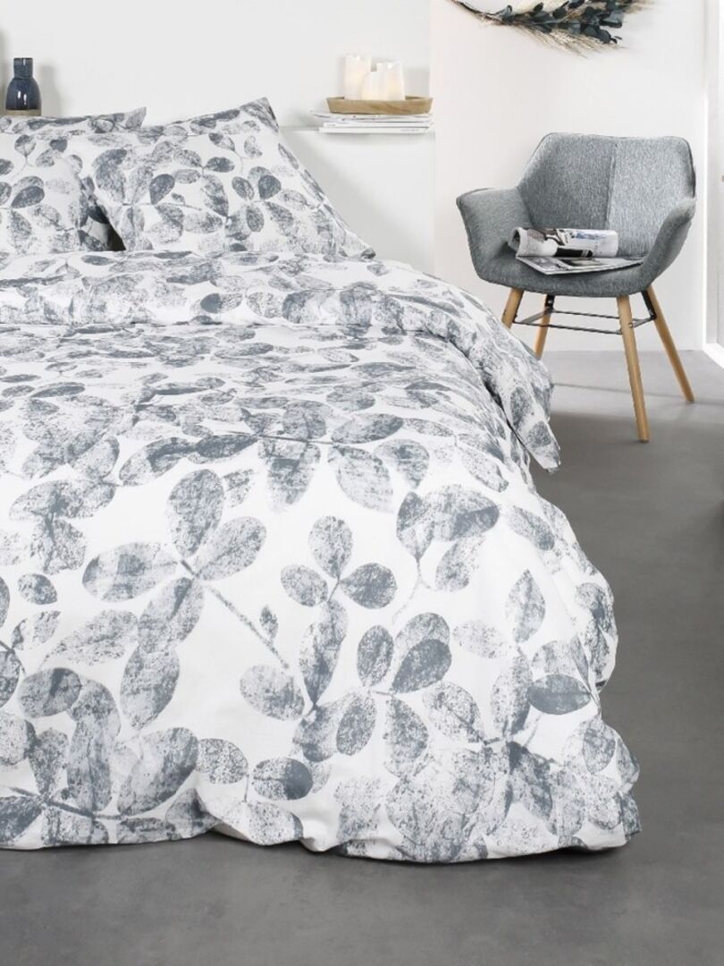 Taie D'Oreiller Alicia En Coton 57 Fils Avec Volant - Douce Et Confortable - Anthracite