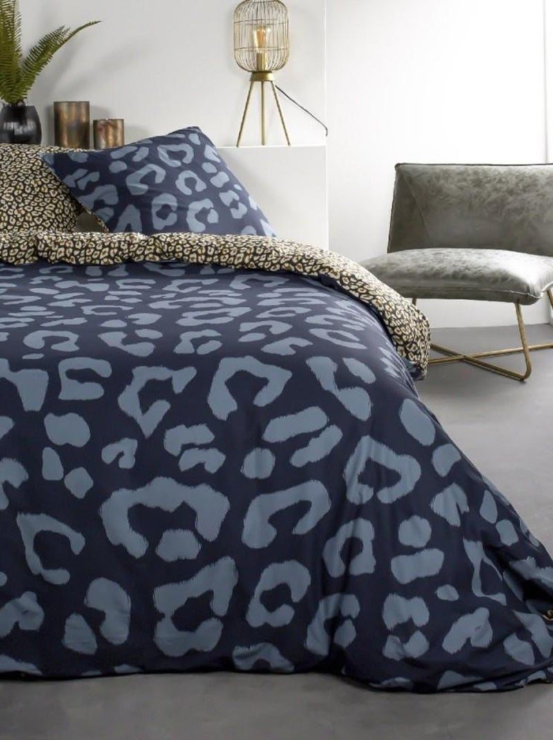 Housse de couette  Sunshine Yoro + taie(s) 100% coton 57 fils Bleu - Kiabi