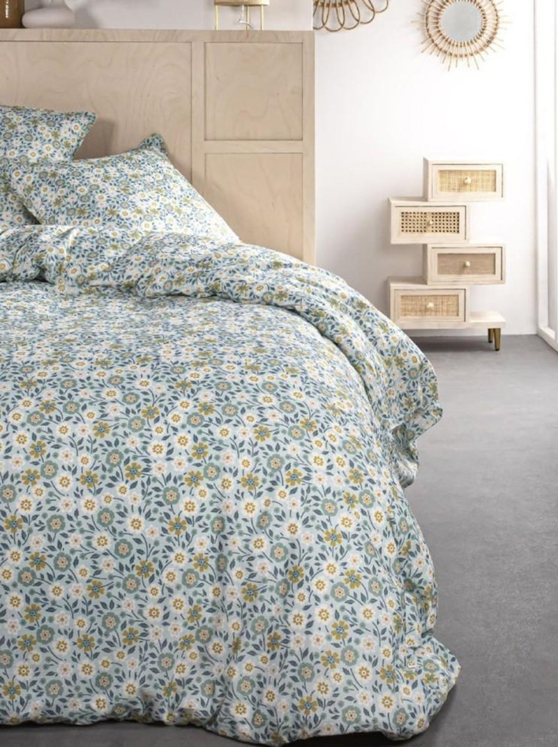 Housse de couette  Sunshine Yoron + taie(s) 100% coton 57 fils Bleu - Kiabi