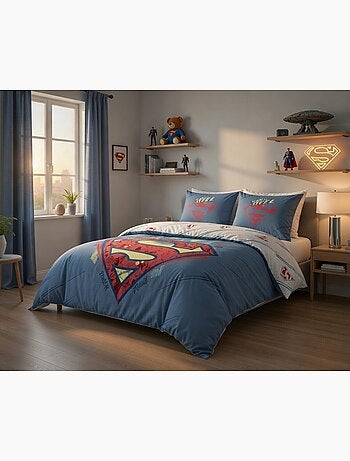 Housse de couette Superman DC Comics 140x200 cm - 100% Coton - Bleu