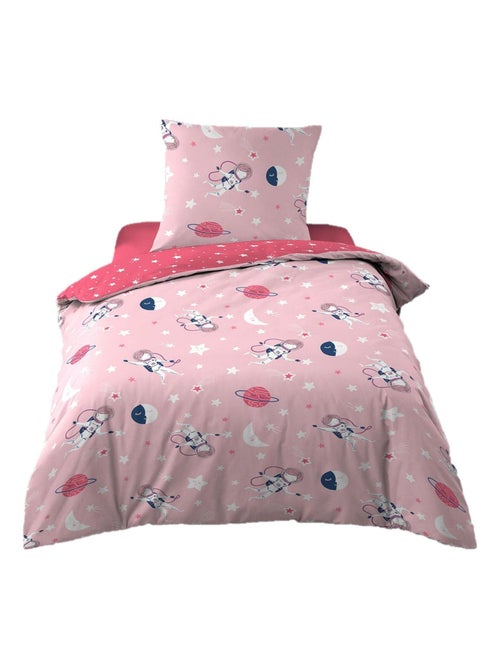Housse de couette + taie 140 x 200 cm Fille de l'espace - Kiabi