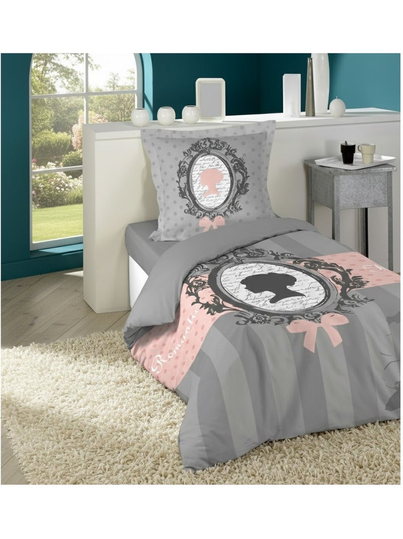 Housse de couette + taie boudoir Gris clair - Kiabi