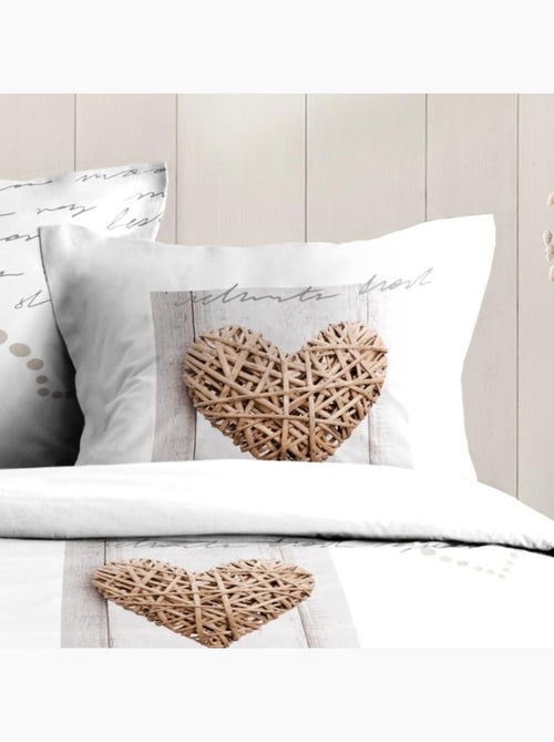 Housse de couette + taie Charming coeur - Kiabi