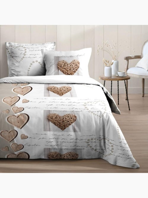 Housse de couette + taie Charming coeur - Kiabi