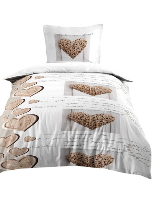 Housse de couette + taie Charming coeur - Kiabi