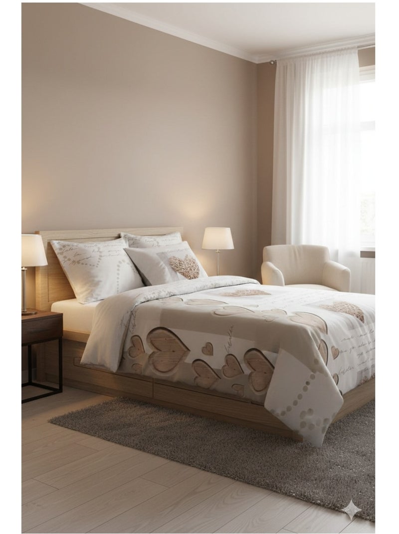 Housse de couette + taie Charming coeur Blanc - Kiabi