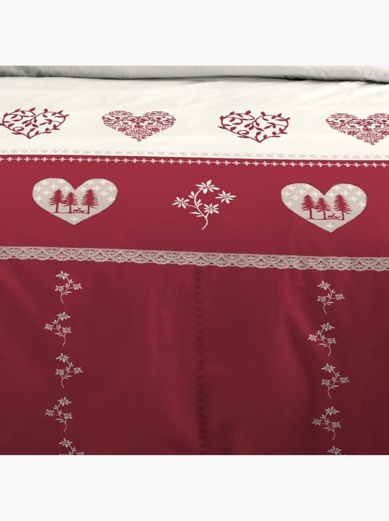 Housse de couette + taie coeur de montagne mondane Blanc Bordeaux - Kiabi