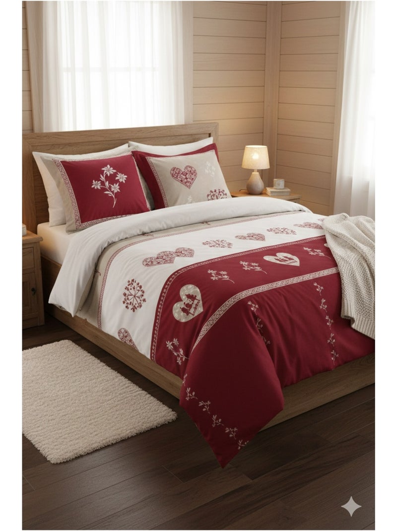 Housse de couette + taie Coeur de montagne mondane Rouge - Kiabi
