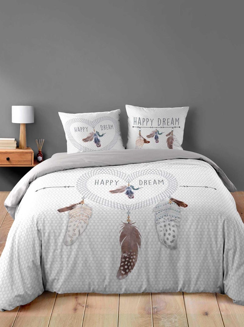 Housse de couette + taie Collection Happy Dreams Gris - Kiabi
