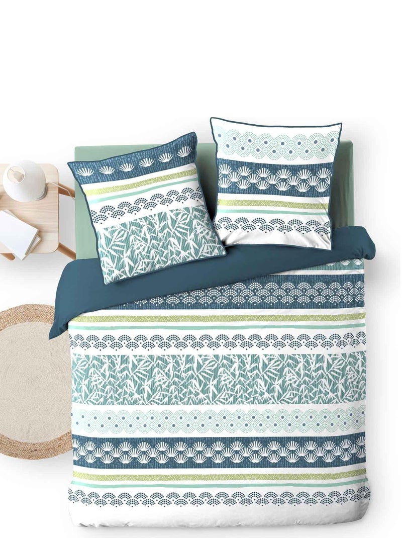 Housse de couette + taie coton Geo-Graphique Blanc - Kiabi