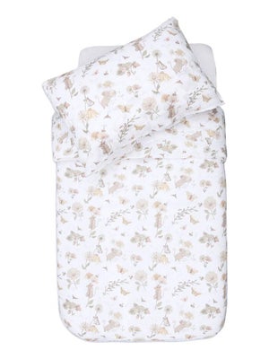 Parure Bébé Lapin Enchanté Vieux Rose - Housse Couette 80x120 + Taie Oreiller 40x60