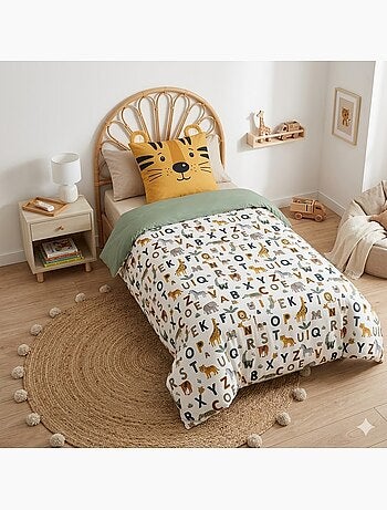 Housse de couette + taie enfant Tigre Lion