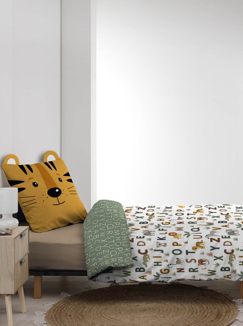 Housse de couette + taie enfant Tigre Lion Vert - Kiabi