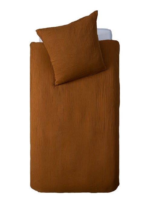 Housse de couette + taie Gaze de coton enfant uni - Kiabi