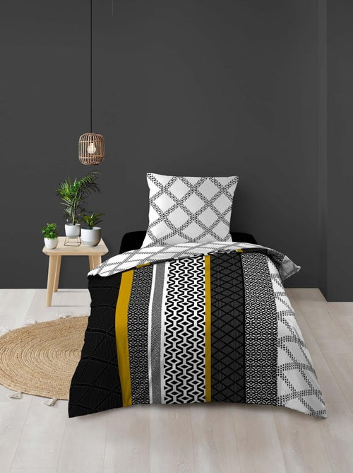 Housse de couette + taie Graphique - Kiabi