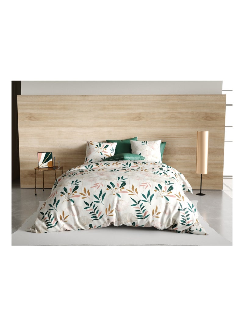 Housse de couette + taie Kano fleur Blanc - Kiabi