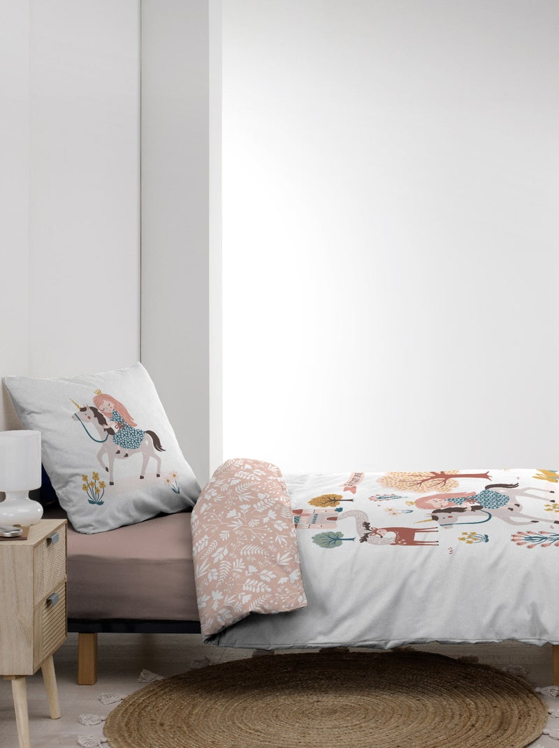 Housse de couette + taie Lilibel et sa licorne Blanc - Kiabi